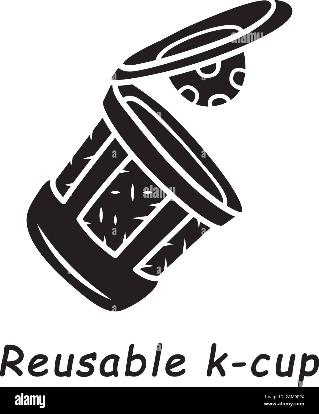 Wiederverwendbare k-Schale glyph Icon. Umweltfreundliche, Recycling Kunststoff Kaffeetasse. Single dienen brauen Pod. Heiße Getränke, Behälter, Verpackung. Silhouette Symbol Stock Vektor