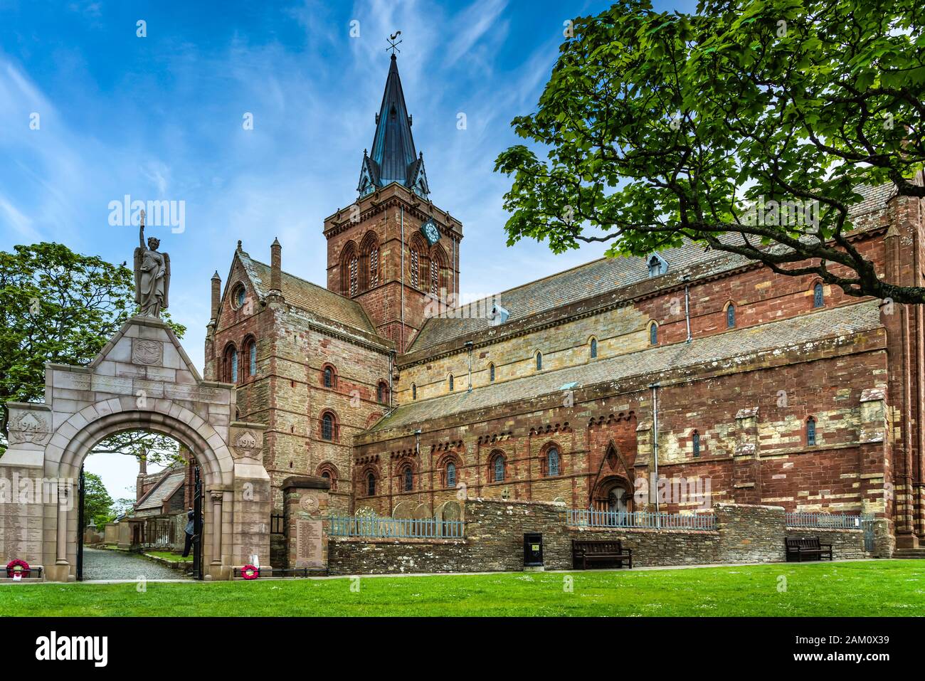 Die St. Magnus Kathedrale in Kirkwall, Orkney Inseln, Schottland, Großbritannien, Europa. Stockfoto
