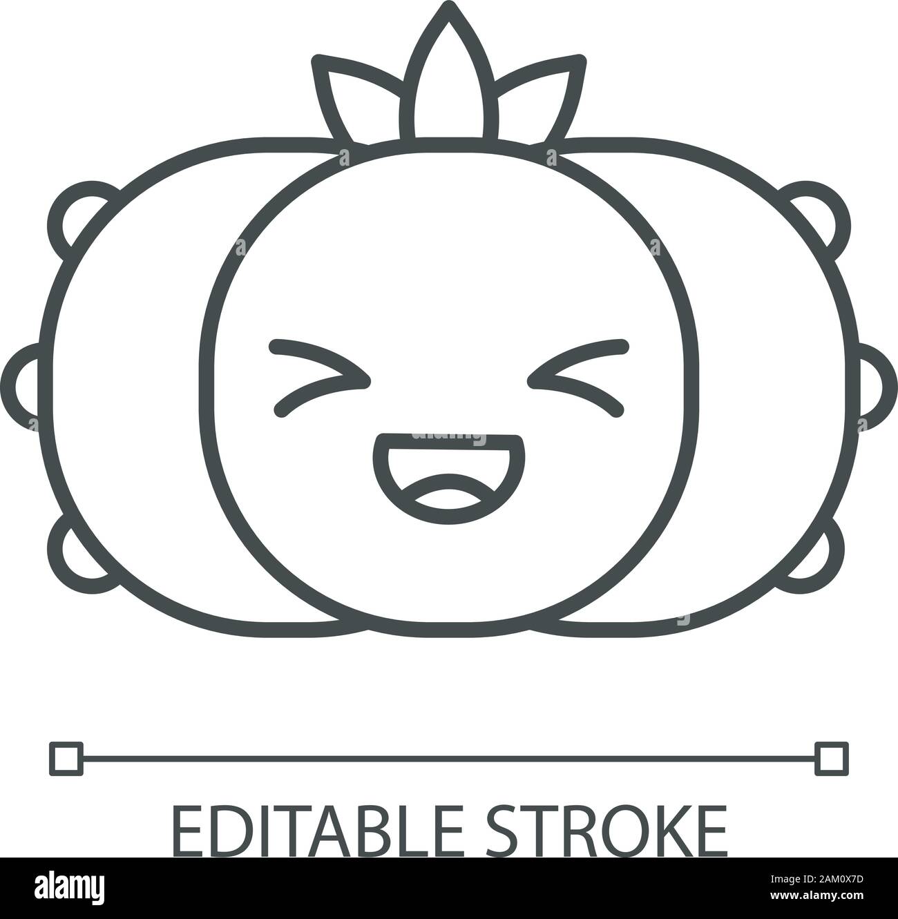 Peyote Kaktus niedlich Kawaii linearen Charakter. Mit lachendem Gesicht Kaktus. Wild Lophophora Kakteen. Happy Anlage mit halb geschlossenen Augen. Dünne Linie Symbol. Vektor Stock Vektor