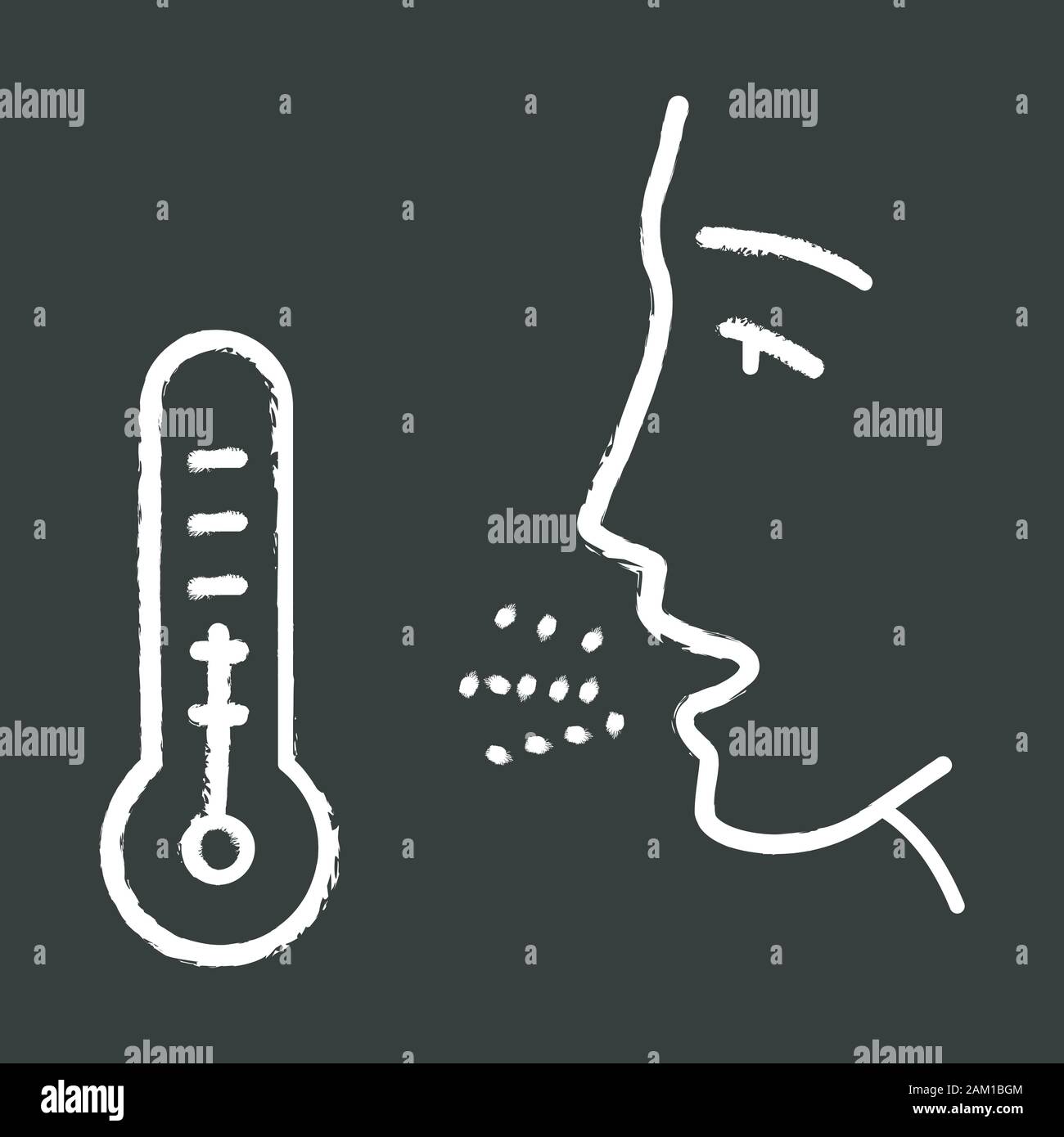 Winter Allergie chalk Symbol. Verstärkung der Innen- Allergien. Allergische Wirkungen von Hautschuppen, Staub, Kakerlaken Kot. Reduziert die Außentemperatur. Saisonale Stock Vektor