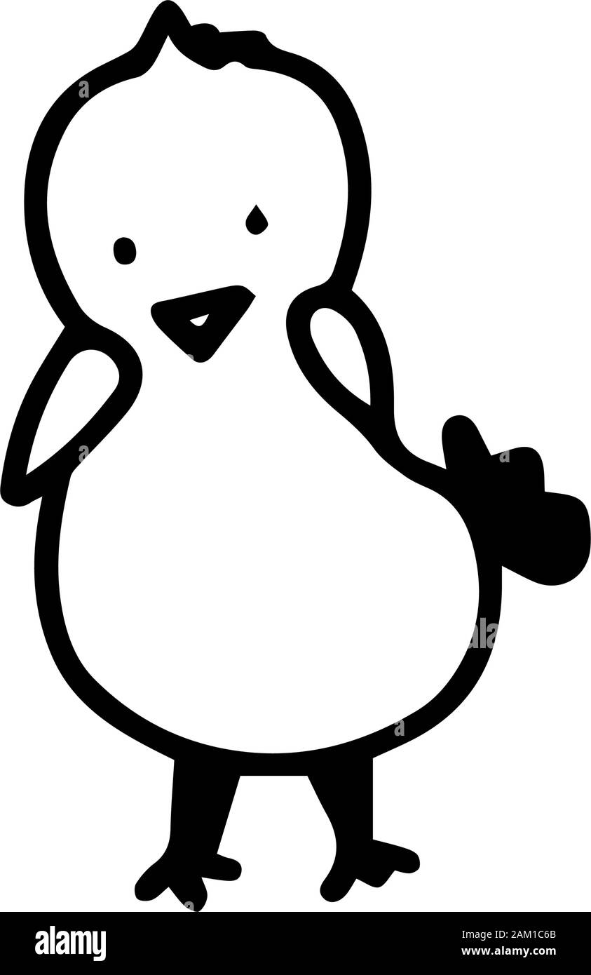 Kleinen Niedlichen Ostern Küken in Doodle outline Style auf weißem Hintergrund. Design Element für Animation, Kinder Buch, auf T-Shirt drucken. Süße chi Stock Vektor