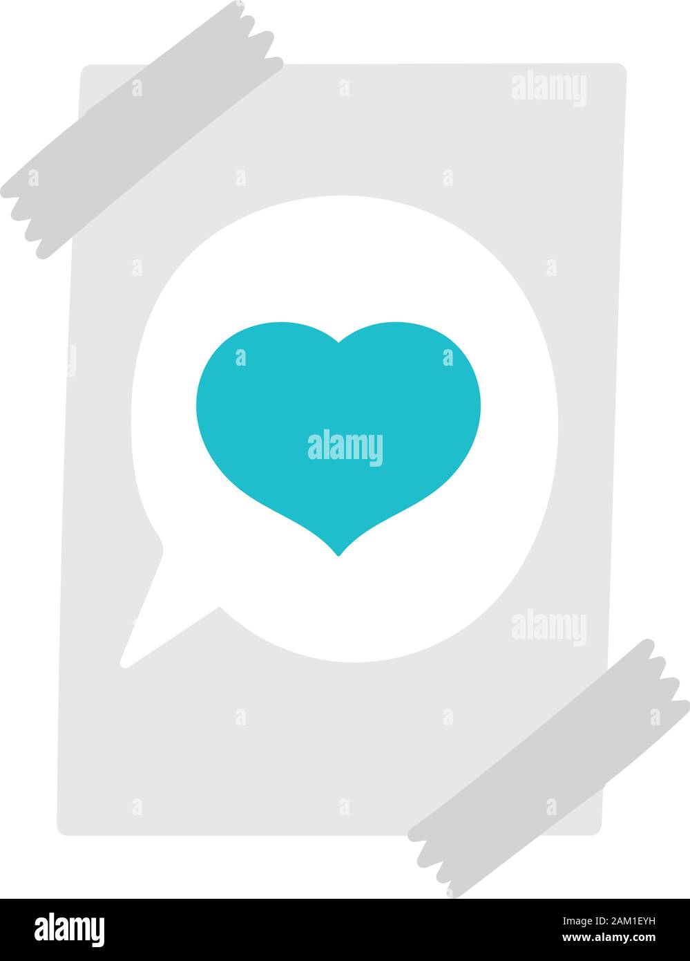 Papier zeichnen Sprechblase Herz Liebe mit Klebeband auf weißem Hintergrund  Vector Illustration Stock-Vektorgrafik - Alamy