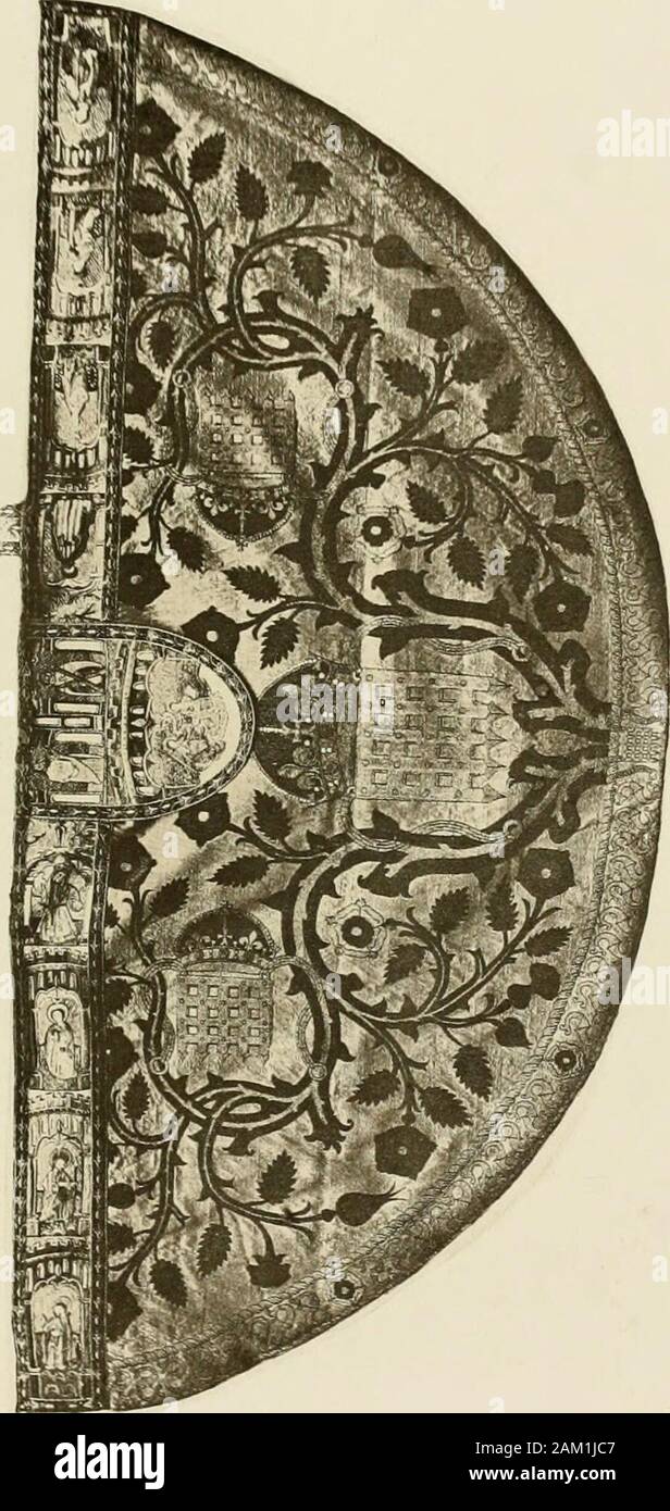 Handarbeit als Kunst. Iall der Winzer (16. Jahrhundert). Pagt 373 -. &Gt; Englisch Stickerei. 379 Muster für die später im 14. Jahrhundert als Thefamous Pall des FishmongersCompany, die zeigt, Zinn - Beeindrucken der Flämischen Geschmack, war an seiner perfectionin, der auf den 15. Der Stil erinnert uns daran, dass der finetapestries aus der St. Marys Hall, Coventry, der dem Thema ist König Heinrich VI. und Kardinal Beaufortpraying. Die Winzer Companys Pall ist auch sehr fein (Tafel 79). Die Zeit von Heinrich VII. Wir haben die celebratedcope von Stoneyhurst, in Florenz Gewebe, aus einem Gol Stockfoto