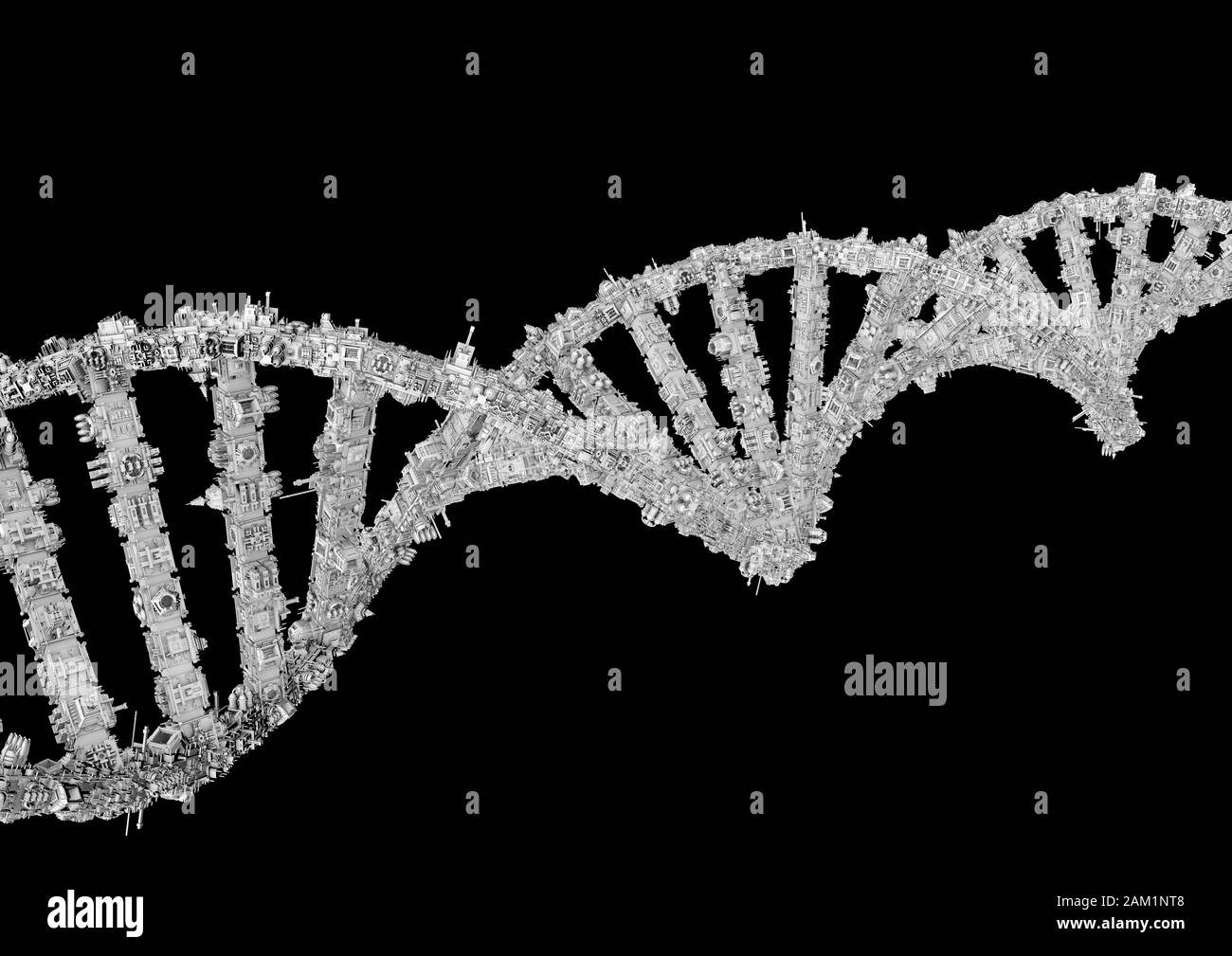 Futuristisches Raumschiff sehr detaillierte Helix DNA-Strang Stockfoto Futuristisches Raumschiff sehr detaillierte Helix DNA-Strang Stockfoto