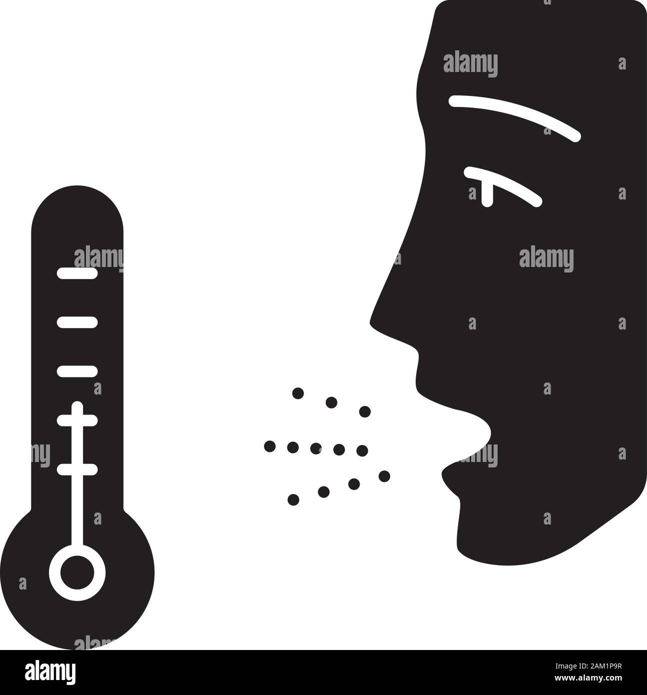 Winter Allergie glyph Icon. Verstärkung der Innen- Allergien. Allergische Wirkungen von Hautschuppen, Staub, Kakerlaken Kot. Saisonale Erkrankung. Silhouette Symbol. Negat Stock Vektor