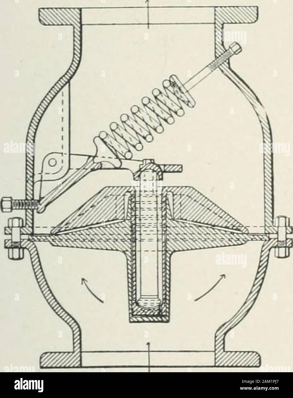 Cyclopedia von Heizung, Sanitär und Hygiene; ein vollständiges Nachschlagewerk. Abb. 11 G. Selbstständig agierende BaclPressure Ventil zu Ver- Leitung. Für PreventingRise der Druck in jedem Systemabove DesiredPoint. 140 HEIZUNG UND LÜFTUNG 131 in Abb. behandelt. 119 wird in der Regel eingesetzt. Diese besteht aus einem Guss- eisen orwrousrht Tank auf einer Basis in Verbindung mit einer boilerfeed-Pumpe montiert. Im Tank eine Kugel - Schwimmstellung durch oflevers mit einem Ventil in das Dampfrohr, die mit der Pumpe verbunden ist, wenn das Wasser im Tank über einem bestimmten Niveau steigt verbunden ist, wird die Schwimmstellung angehoben ist, und Stockfoto