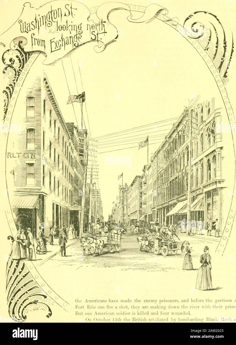 Illustrierte Buffalo: die Königin Stadt der Seen. ams, vom Feind eingenommen und sarkastisch, benannt nach den jüngsten amerikanischen Niederlage. Es gibt auf boardfifty - acht britische Soldaten, darunter drei Unteroffizieren, zusammen mit 27 amerikanischen soldierswho Gefangene wurden in Detroit. Elliott wird mit der alten idee Inder begeistert, und organizesan Expedition, es auszuführen. Er nimmt drei Boote, in der Nacht des 9. August mit einer Abordnung von sailorsjust aus New York und 50 reguläre Soldaten kamen, und um 1:00 Uhr zieht leise über den Fluss. Dr. CyreniusChapin Stockfoto