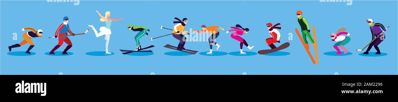 Satz von Menschen üben extremen Winter Sport Vector Illustration Design Stock Vektor