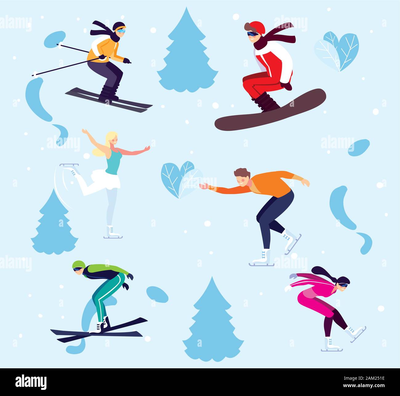 Satz von Menschen üben extremen Winter Sport Vector Illustration Design Stock Vektor