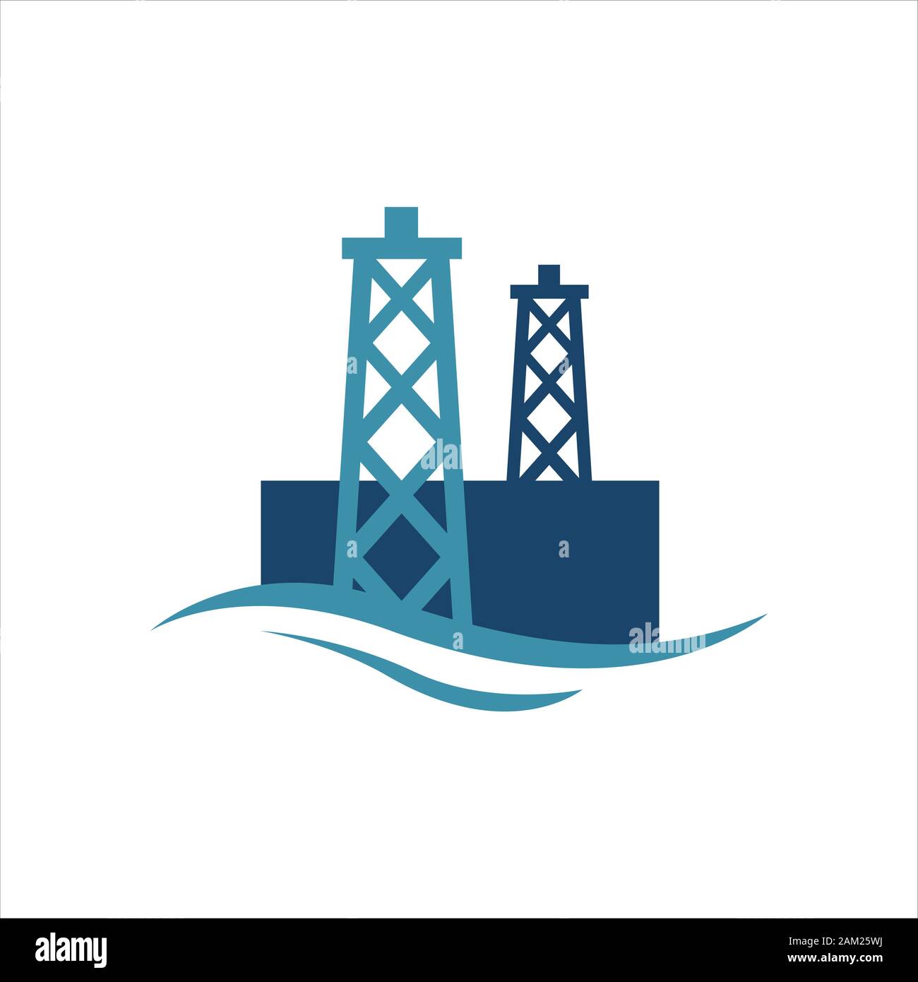 Offshore Oil Rig logo Icon Design vektor Bohren im Meer Vorlage isoliert Stock Vektor