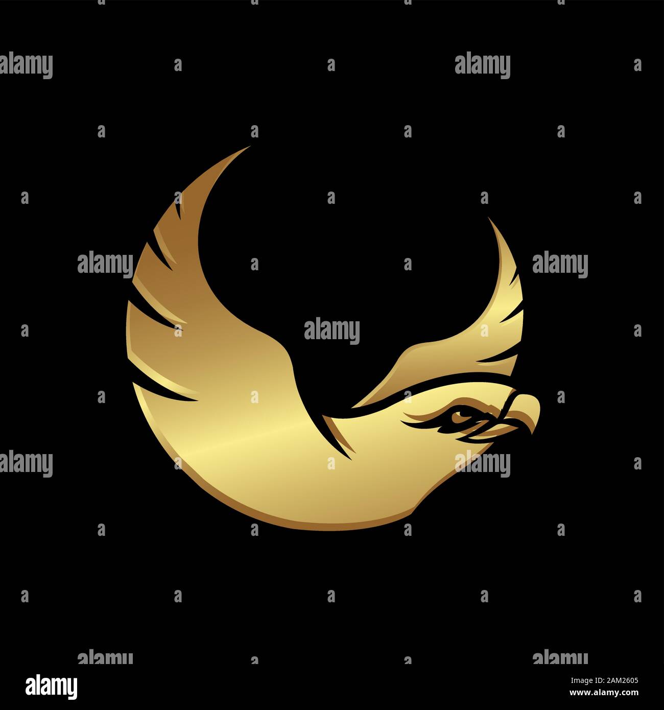 Gold Leiter der hawk Falcon eagle Vector Logo Design Symbol Abbildung: Vorlage Stock Vektor
