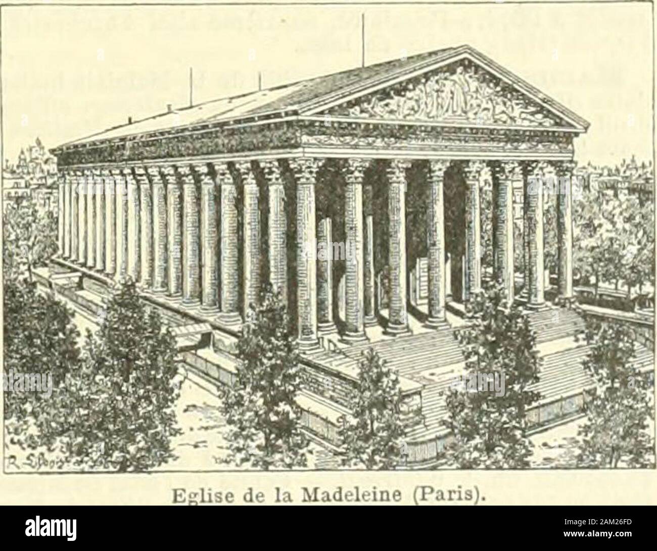 Nouveau Larousse illustré: Wörterbuch universel. e absidale encyclopédique de Saint-Hoch, à Paris, et adapté à un-Calvaire; enfin, La Madeleine deCanova contemplant, à genoux, une Croix de Roseau. Madeleine (La), église de Paris, située sur la place dumême nom, à la jonction de la rue Royale et du boulevarddes Capucines. 11 existait au xviii^ sièclo, dans le Quar-tier de la Ville-lEvêque, une Église paroissiale dédiée àsainte * Marie-Madeleine. Par lettres Patentes du Roi de 1757 et de 1763, ordonnée fut la Bau dune Nou-velle Église. Contant dIvry, architecte du Duc dOrléans, fut char Stockfoto