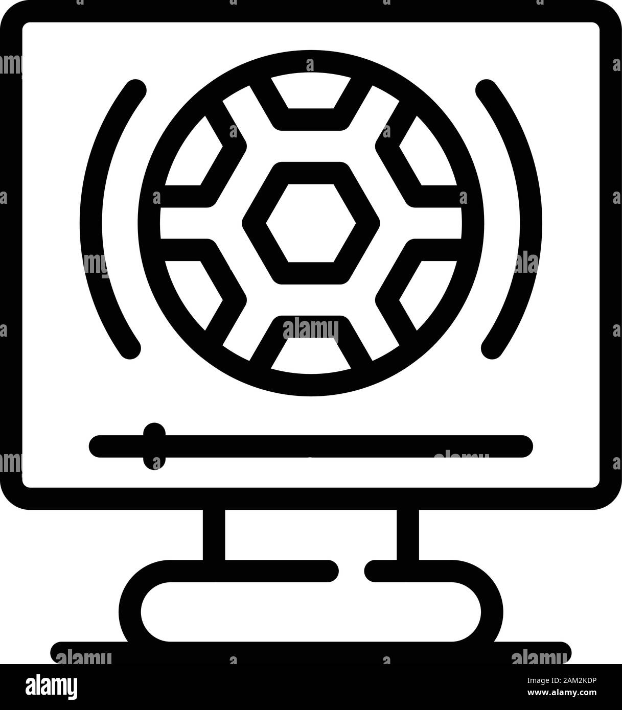 Online-Computer-Fußballsymbol, Outline-Stil Stock Vektor
