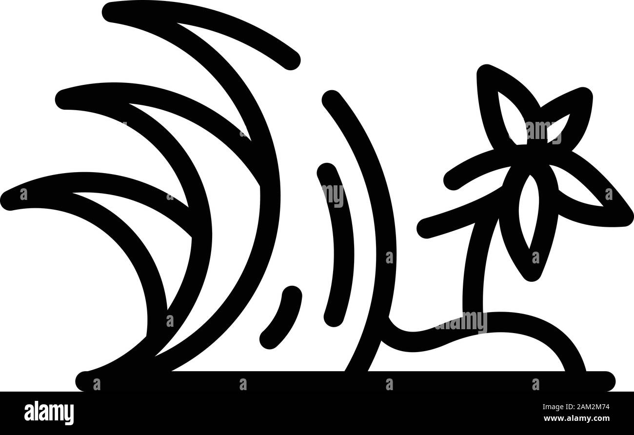 Tsunami-Symbol für Palme, Outline-Stil Stock Vektor