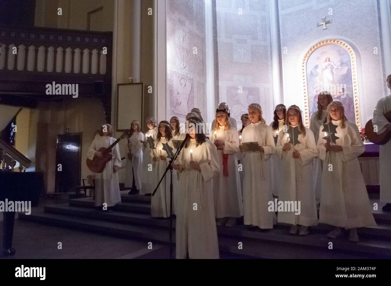 Saint Lucia Tag 13. Dezember Aleksanter's Kirche Tampere Finnland Stockfoto