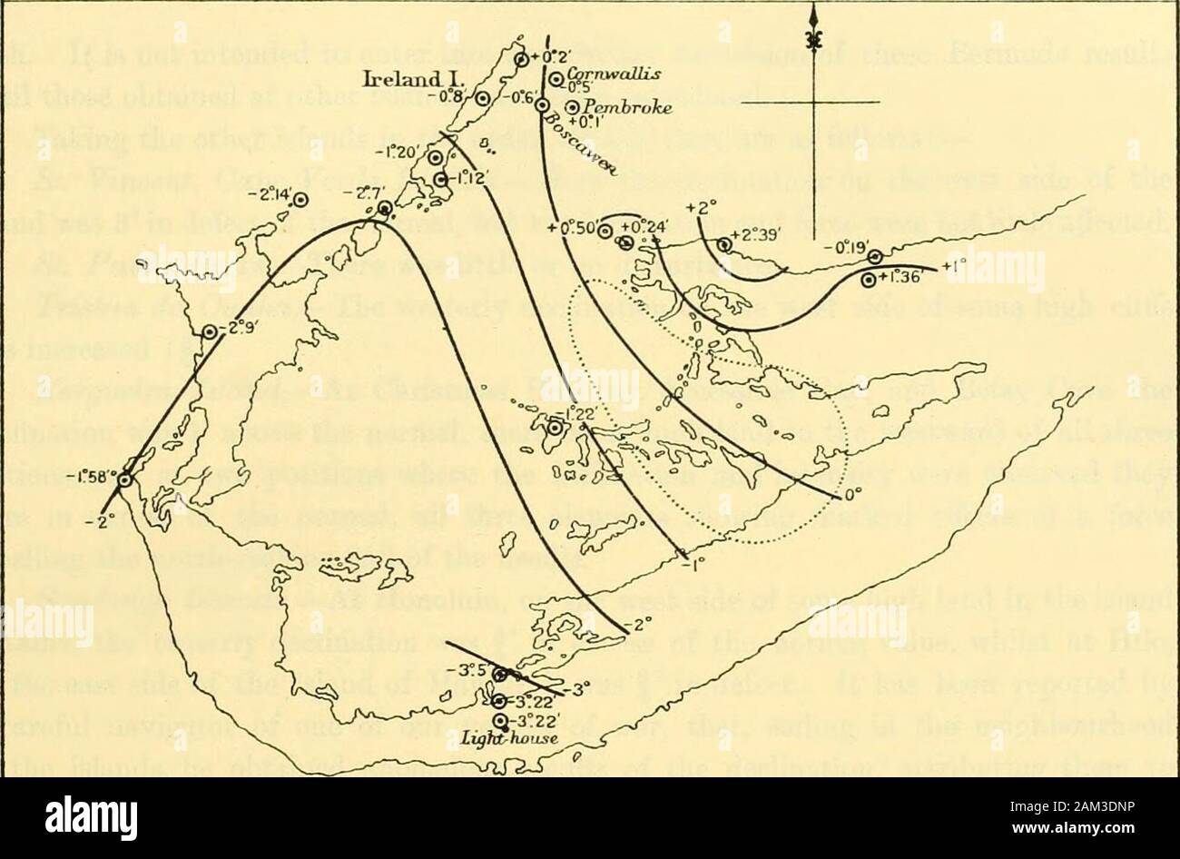 Bericht über die wissenschaftlichen Ergebnisse der Reise von S.M. SChallenger während der Jahre 1873-76: unter dem Kommando von Captain George SNares, R.N., F.R. Sand Kapitän Frank Turle Thomson, R.N. . Nord - auf der Suche nach Ende der Nadel mit einer Kraft deutlich überschritten, dass aufgrund der Positionder Bermuda auf der Erde als ein Mas-net angesehen. O magnetische Störung wurde auch an drei weiteren Stationen in der östlichen partsof dieser Gruppe von Inseln gefunden, aber die Beobachtungen gemacht wurden zu wenige eindeutige Quelle für Sie zu determineany. Es ist befriedigend, jedoch in der Lage sein, um vesselsvisiting zu Punkt Stockfoto
