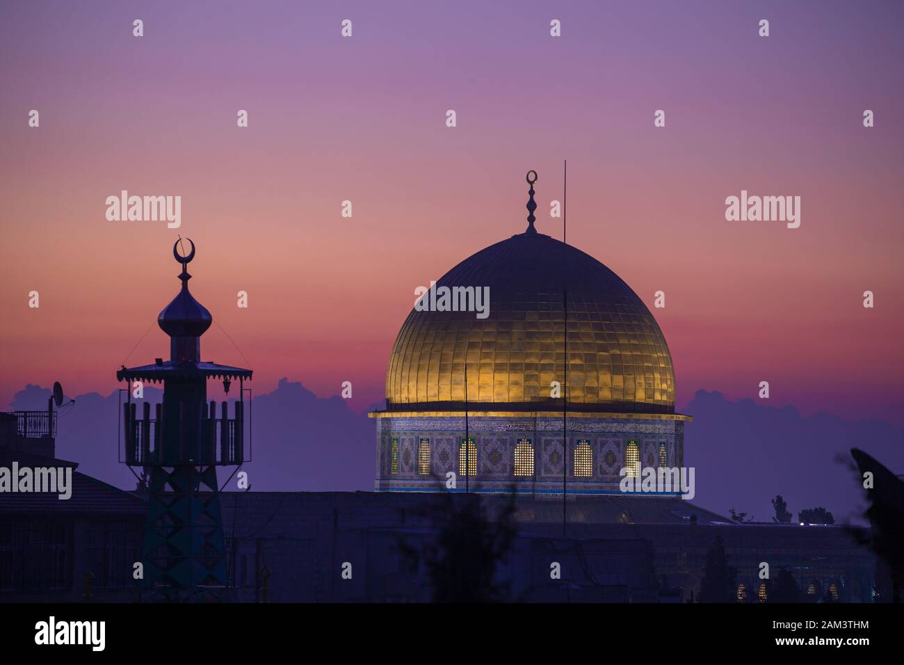 The Dome of the Rock in Jerusalem, Israel im Morgengrauen Stockfoto