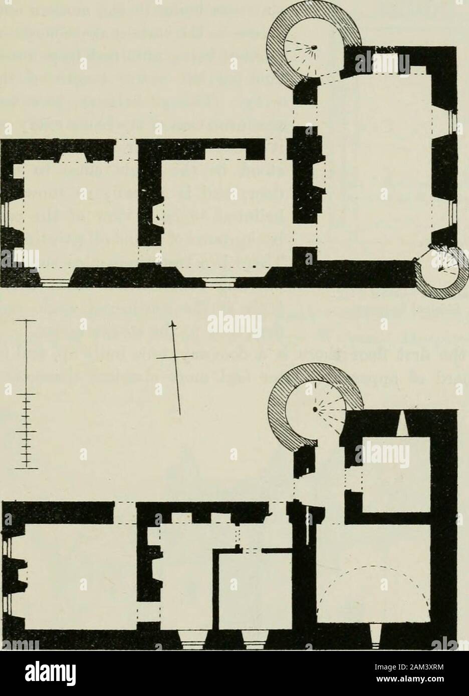 Die kronenmutter und inländischen Architektur von Schottland, vom zwölften bis zum achtzehnten Jahrhundert. in Wigton Bucht und die Stewarti-y-Hügel. Die ursprünglichen Dimensionen scheinen nicht zu 43 Fuß und 32 Fuß 6 Zoll (Abb. überschritten haben. 1357), sondern war eine weitere Verlängerung von 18 Fuß andie West Wing gemacht, wahrscheinlich im Laufe des letzten Jahrhunderts. Der Ostflügel onlyis überwölbt. Der ursprüngliche Eingang besteht noch in ein sehr perfekter Zustand, obwohl von Gips und Tünche (Bild verdeckt. 1358). Es isornamented mit massiven leisten, und hat einen doppelten Satz von Ganoven, * Wir haben Herrn W. Galloway zu verdanken. Stockfoto