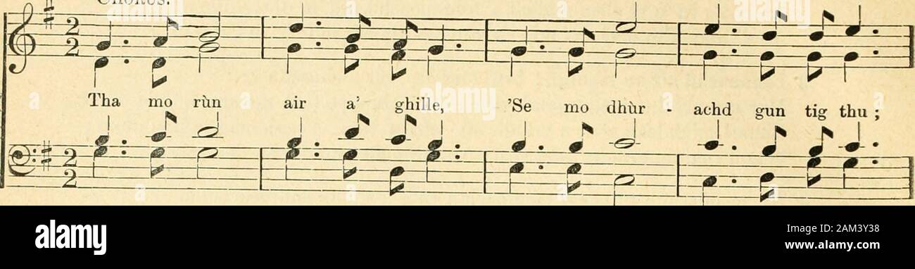 Ein "Choisir - StColumba chiuil: die Sammlung von gälische Lieder, zum Teil angeordnet - Singen. * Ich m Achse eine mheudaich Orm mochrlvdh, ist I I*I*I*i / f haod min trath 2 = ±3 IEE? - R - 1 - 1 Ge, boidheach beusach Oigh mo Ruine, S / diiraiginn te Eile, Nuair ihre mo chridh rium doBidh onoir g radh rium ceil nochd e. [Ghnidh Ochoin ri! Usw. 2 Ein ciomach bochd eine theid gu bas Luft eine sgath shliochd s eine dhiithcha, Bidh diirachd s eud ga chumail suasS eine chairdean chliii luaidh Luft-san. Ochoin ri! Etc. Sip-*-*-mn r" i-9- 9-V-I^? I3 Ach de ma Tun bhios ghaol, te, S Gummi feum Thu chumail Uai Stockfoto