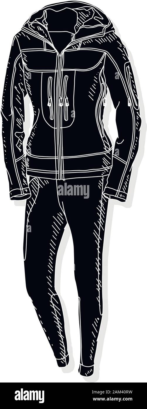 Sport passen. Vektor isoliert Abbildung: Sport Anzug schwarz auf weiß. Stock Vektor