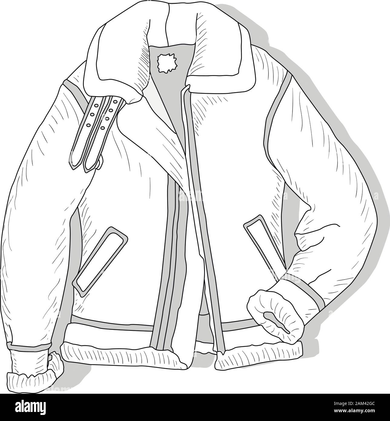 Pilot Jacke. Bomber. Vector Illustration der männlichen pilot Jacket auf Weiß. Stock Vektor