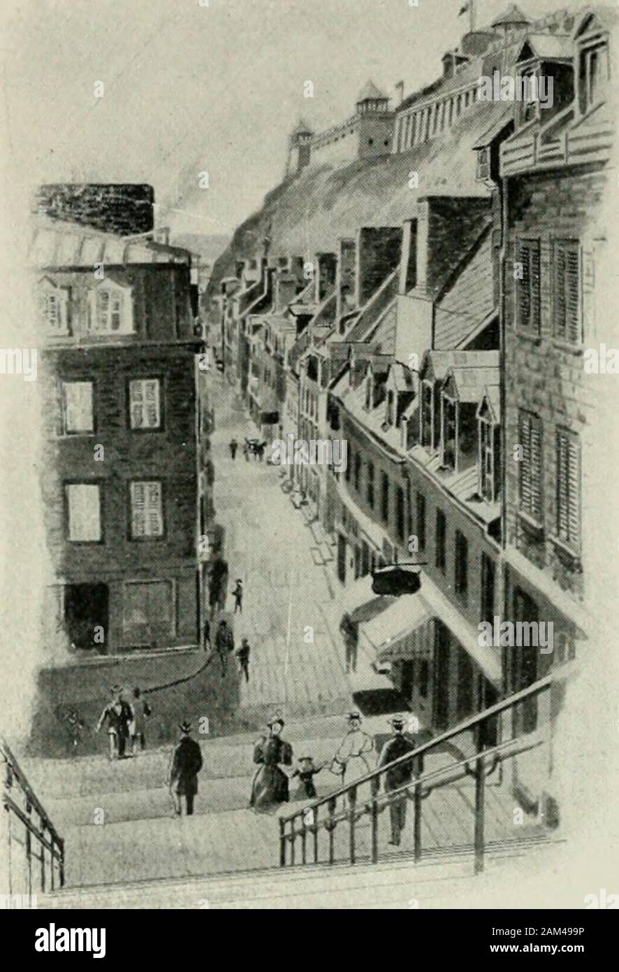 Montreal, der kanadischen Metropole und seine malerischen Umgebungen. ux 16. des Jahrhunderts, aber natürlich umfasst 19 cen tury Ideen von Geräumigkeit, Con-venience und Eleganz. Über eine millionjudiciously ausgegeben Dollar haben die L. TT gegeben. E Chamflain Street, Qlebix^O&gt; 11 dieses Wunderwerk der Architektur. Krone - ing die Klippe, auf der die berühmten DufferinTerrace seine große Länge erstreckt - die längste Promenade bekannt - Hunderte offeet oben tlie St. Lawrence und der unteren Stadt, die Perspektive auf die Stadt, den Fluss und landsca] 3 e aus dem Fenster dieses einzigartige Hotel gesehen ist herrlich - ein s Stockfoto