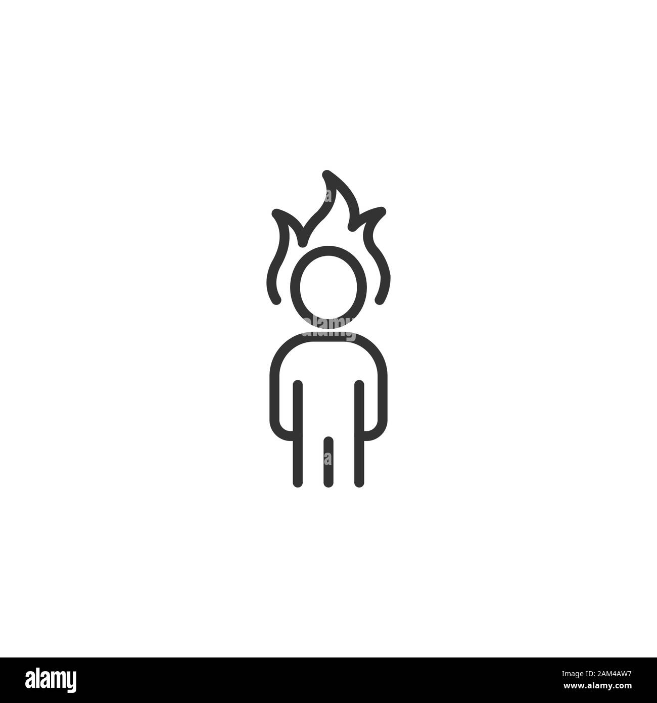 Menschen mit Flamme Kopf Symbol im flachen Stil. Stress expression Vector Illustration auf weißem Hintergrund isoliert. Gesundheit Problem Geschäftskonzept. Stock Vektor