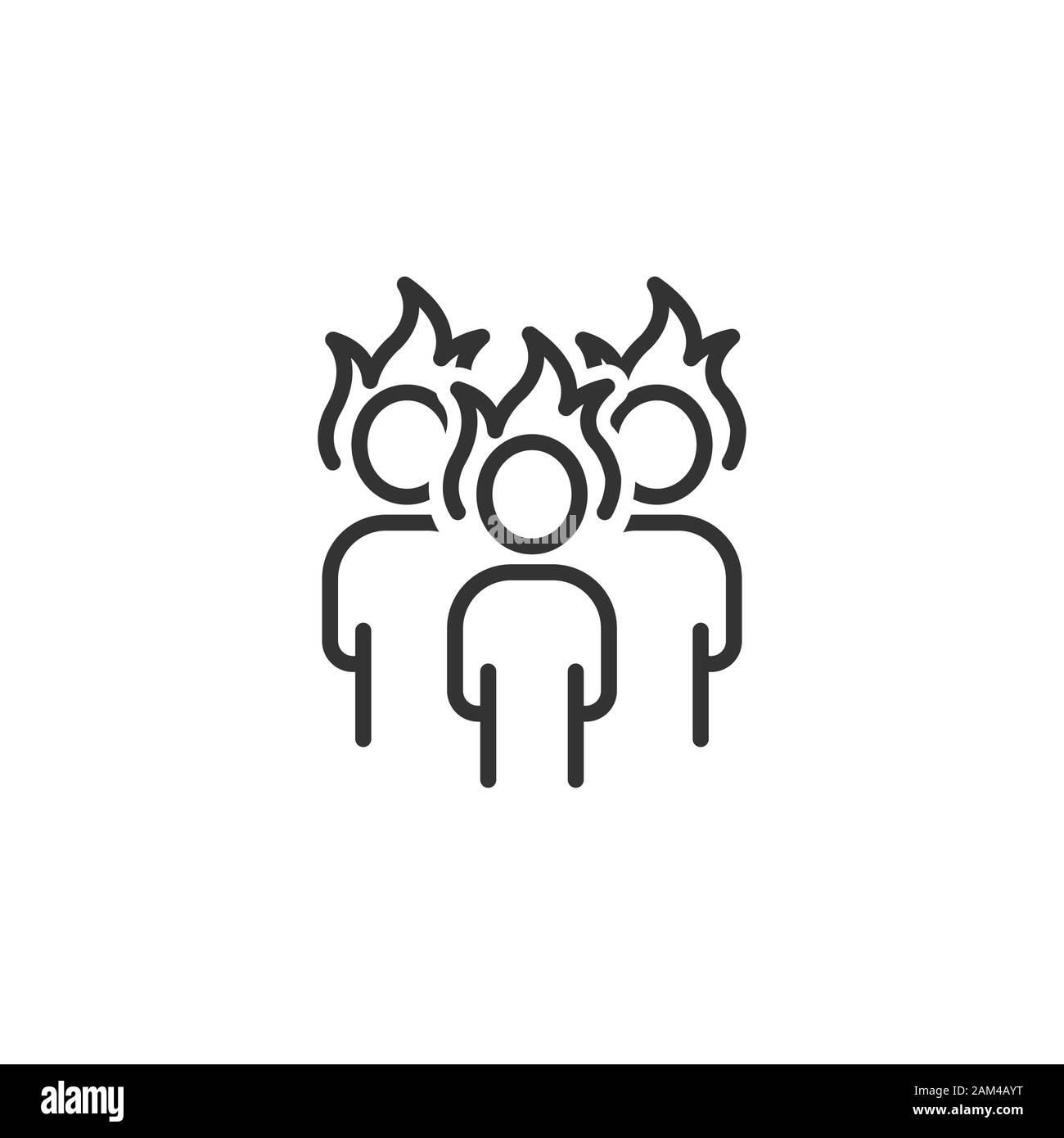 Menschen mit Flamme Kopf Symbol im flachen Stil. Stress expression Vector Illustration auf weißem Hintergrund isoliert. Gesundheit Problem Geschäftskonzept. Stock Vektor