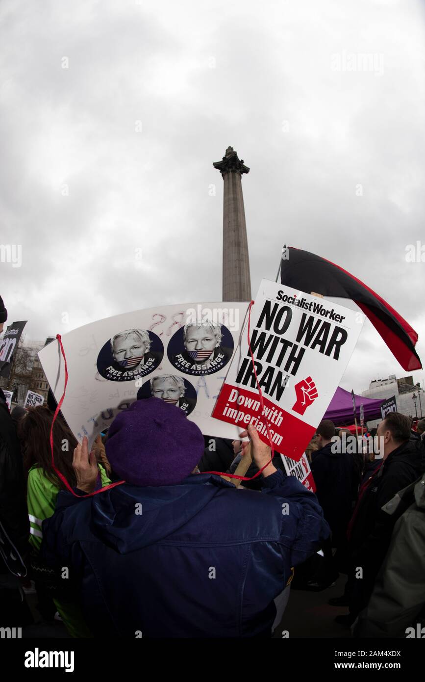 Portland Place, London, Untied Kingdom. Am 11. Januar 2020 Versammeln Sich Demonstranten und Kampagnen, um eine sofortige Deeskalation im Mittleren E zu fordern Stockfoto
