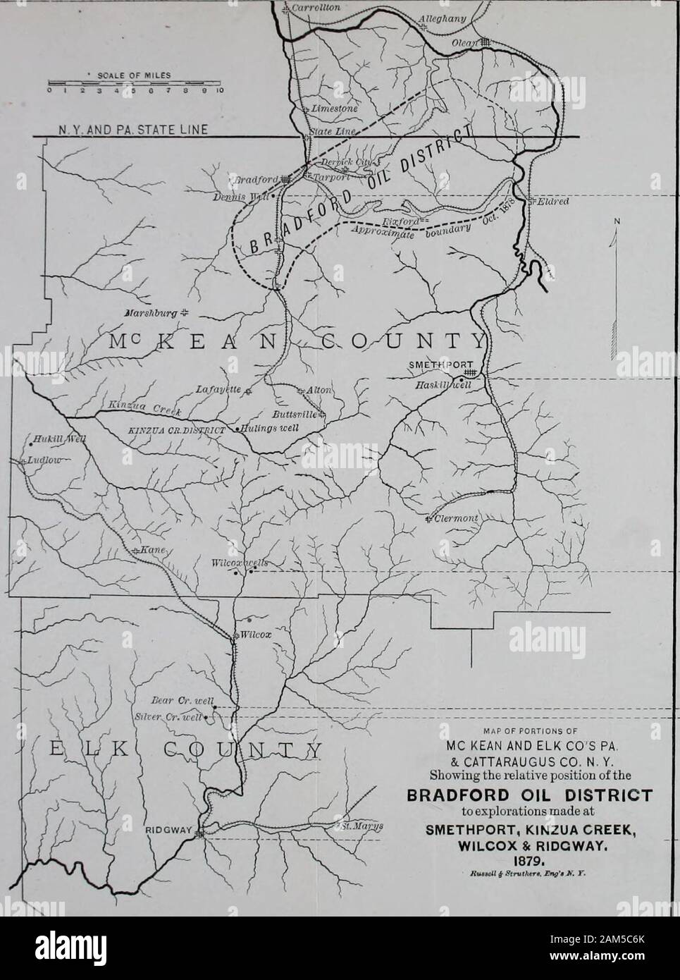 Transaktionen. - W I&lt;ICH M I J lO o? "§ Q S; ?I R 5 (5^OFPENI VERÖFFENTLICHT MIT GENEHMIGUNG • Tnnisarfions von tilie. Ameiiicaiji Imstiitunte © f Miniirag Eigliiiieer §. ¥ oL TIL Platte VII. Diagramm der SÄULENFÖRMIGE SECTIONSShowing die STRATIGRAPHISCHE STELLUNG DER BRADFORD ÖL SAND und theTHICKENING DES POCONO UND CATSKILL FELSEN TQ IM SÜDEN. - DENNISWEL-L-KARTE VON TEILEN DES MC KEAN UND ELK COS PA &. CATTARAUGUS CO.N.Y. zeigt die relative Position des BRADFORD ÖL BEZIRK zu Erkundungen an SMETHPORT, KINZUA CREEK, WILCOX & RIDGWAY gemacht. 1879. Ich hutiell StTUthiTS. EngM A.T.-HASKILL - gut - Wi Stockfoto