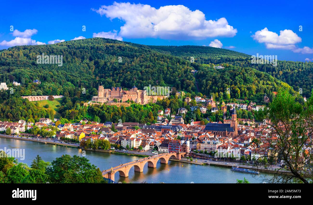 Wahrzeichen Deutschlands, beeindruckende Altstadt von Heidelberg. Stockfoto