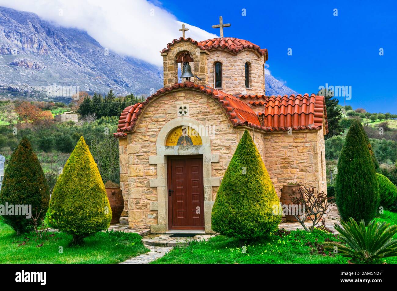 Traditionelles altes Kloster, Insel Kretas, Griechenland. Stockfoto