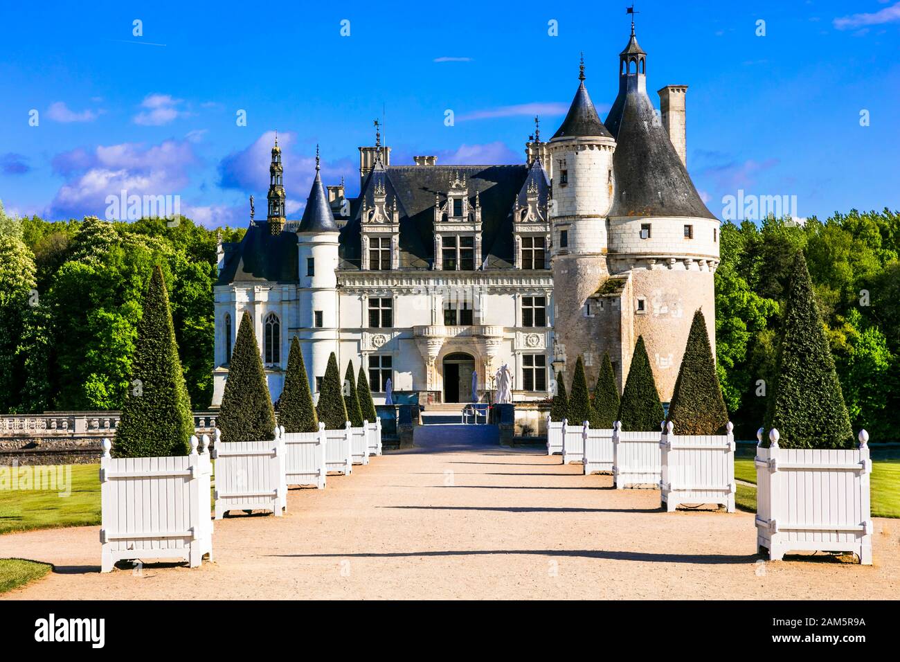 Beeindruckendes Schloss Chenonceau, Loire-Tal, Frankreich. Stockfoto