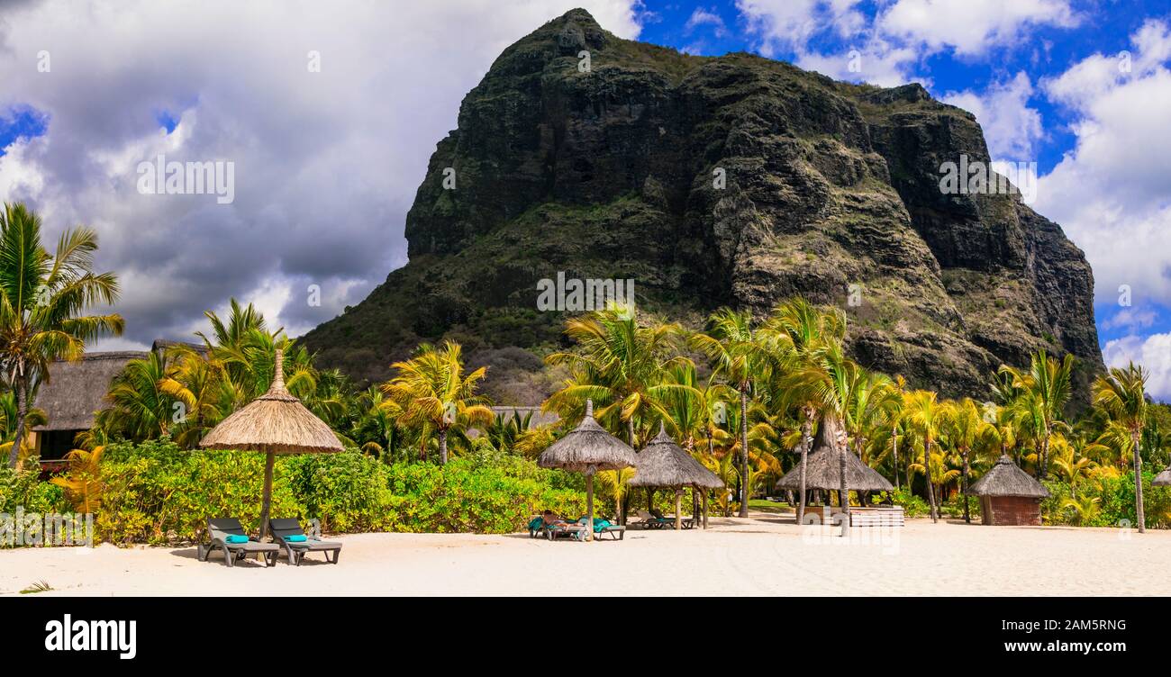 Unglaubliche Natur in Le Morne, Insel Mauritius. Stockfoto