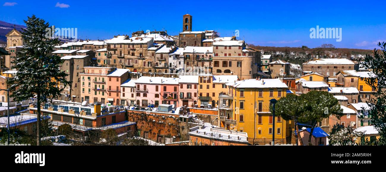 Beeindruckende Vallerano altes Dorf, Provinz Viterbo, Latium, Italien. Stockfoto