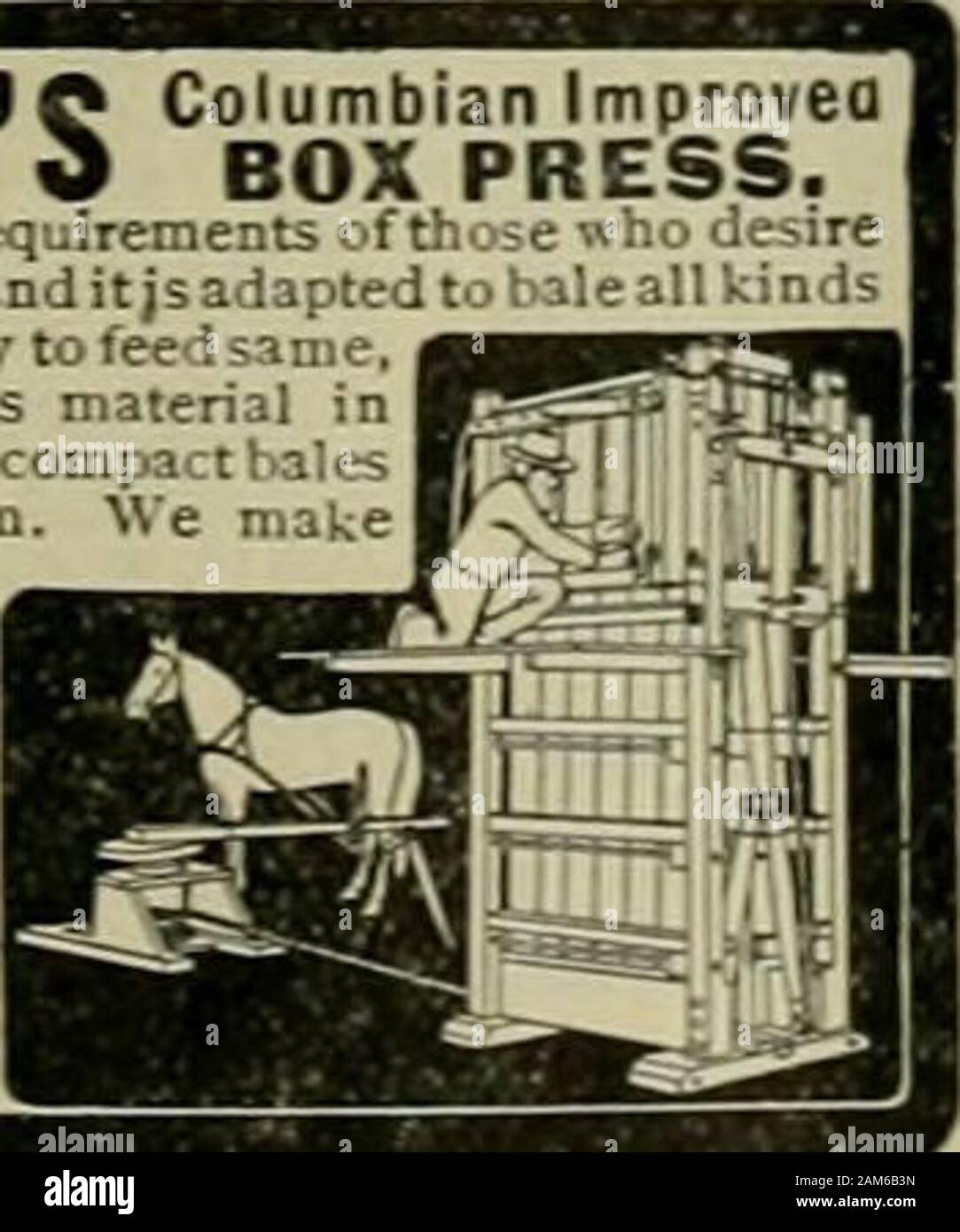 Die Südlichen Pflanzmaschine. Der Kreis. Doppelhub. Licht Entwurf. Sehr einfach und robust. Wird 20 neatand kompakte Ballen pro Stunde. Recommendedby Georgien Schiefer Farm. Verkauft für über hallthe Preis von anderen Pressen des gleichen capacityWrite zu-tag toSIKES BROS, ein CO, Manufs, Helena, Ca. DEDERICKS beeindrucken. tou Material balable. Easyand wirtschaftlich. Leavesthe Bestform und macht alle Stile der Aufrechte sowie Horizontalpresses. Für ourcatalog Senden, die fulldescription, Preise, etc. S. K. Dedericks Söhne, 59 Tivoli St., Albany, H.Y.. ELI PRESSEN pressen, bis das Auto voll. Speichern * Ercleht. Dass ich Stockfoto