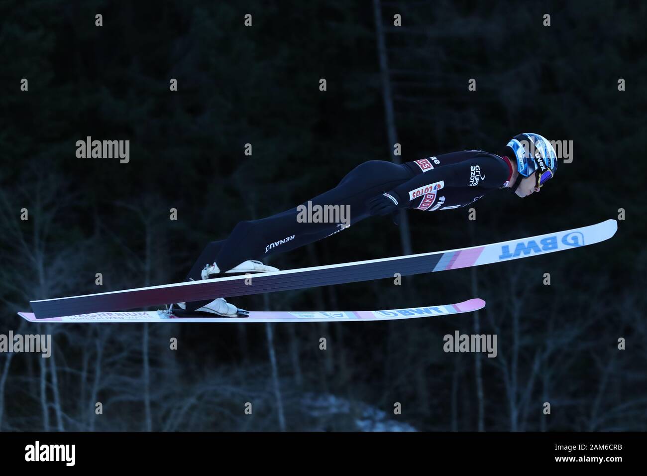 Predazzo, Italien. 11 Jan, 2020. FIS Skisprung Weltcup in Predazzo, Italien am 11. Januar, 2020 Jakub Wolny (POL) in Aktion. Foto: Pierre Teyssot/Espa-Images Credit: Cal Sport Media/Alamy leben Nachrichten Stockfoto