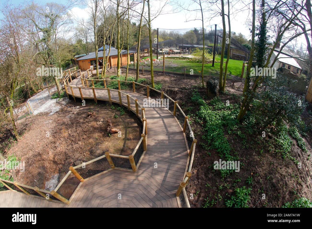 Die neuen Holzfußwege in der Lotherton Hall in Leeds Stockfoto
