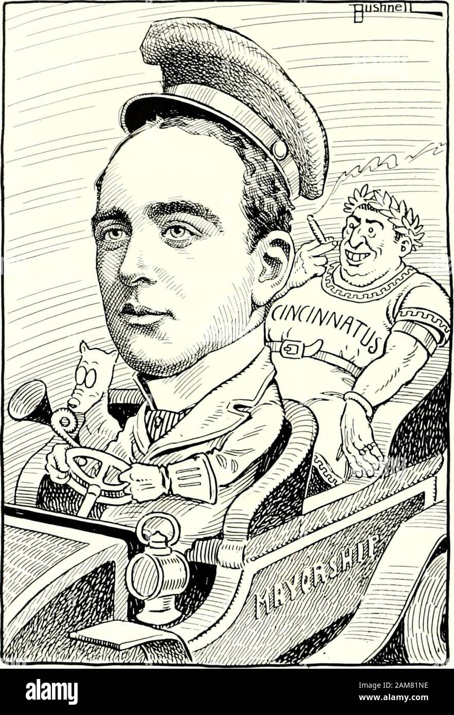 Eine Galerie von Pen Skizzen in Schwarz und Weiß der "Cincinnatians wie wir sehen 'em'. GEO. A. FICKE Die christliche Moerlein Brewing Co. HON. JULIUS FLEISCHMANN Stockfoto