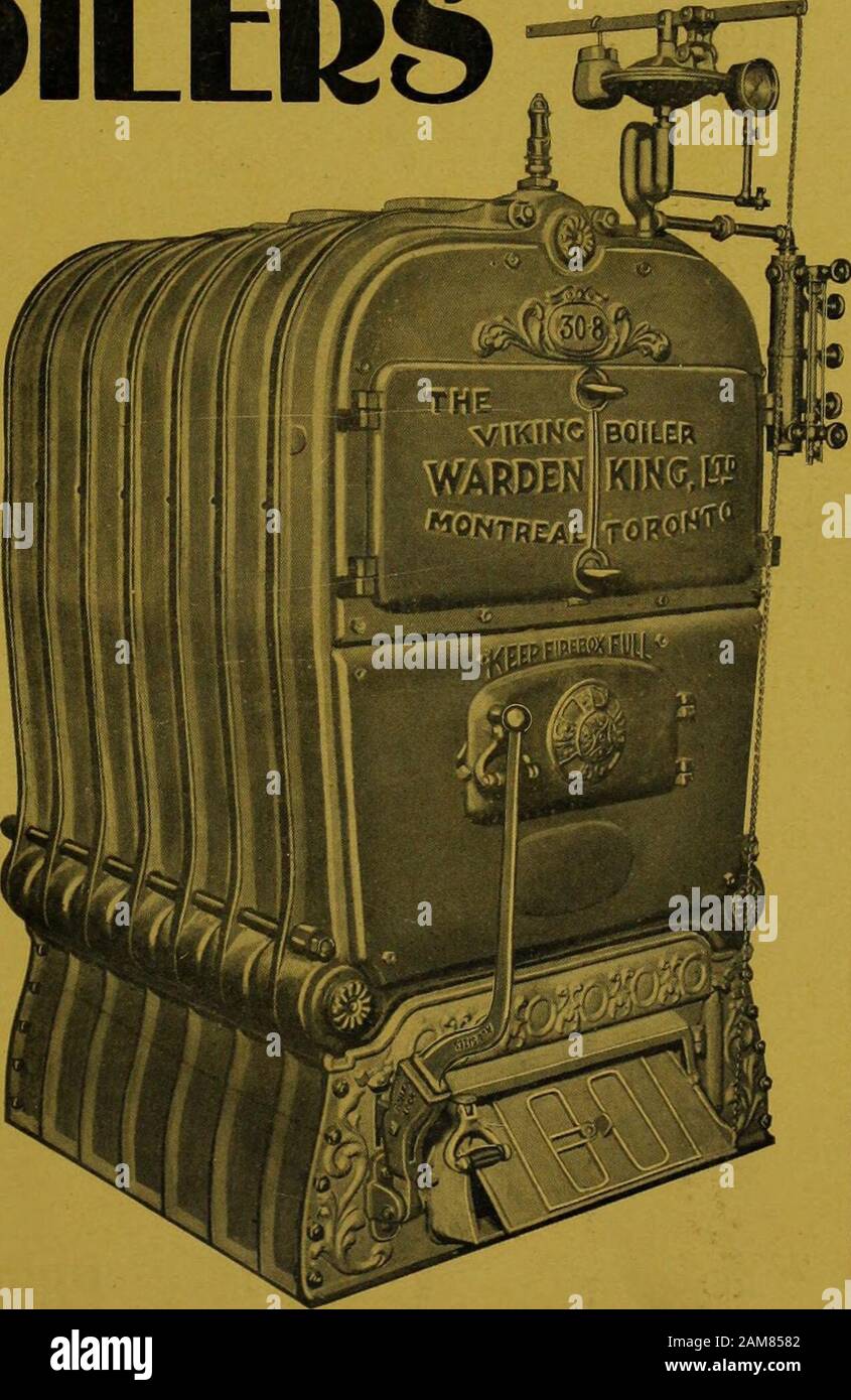 Mechanische Contracting & Sanitär Januar-dezember 1908. RIE, PA., USA und Sanitärtechniker von Kanada die MACLEAN Publishing Company, Limited, Verlage MONTREAL, 232 McGill St. TORONTO, 10 Front St. E. WINNIPEG, 511 Union Bank BIdg. LONDON, GER., 88 Fleet St. z. B. Vol. II. Nr. 10. (Neue Serie). Amt für Veröffentlichungen: 10 Front St. East, Toronto, 20. Mai 1908. Alte Serie, Vol. XX. Nr. 10 VIkINO Kessel Die erfolgreichsten vertikale Kessel auf theCanadian Markt - zwei Nummer 30-6 (gekoppelten) wurden in die Bank von Montreal ins Stocken geraten. Belleville, - Wm. McGieplumber war die Heizung an,-w Stockfoto