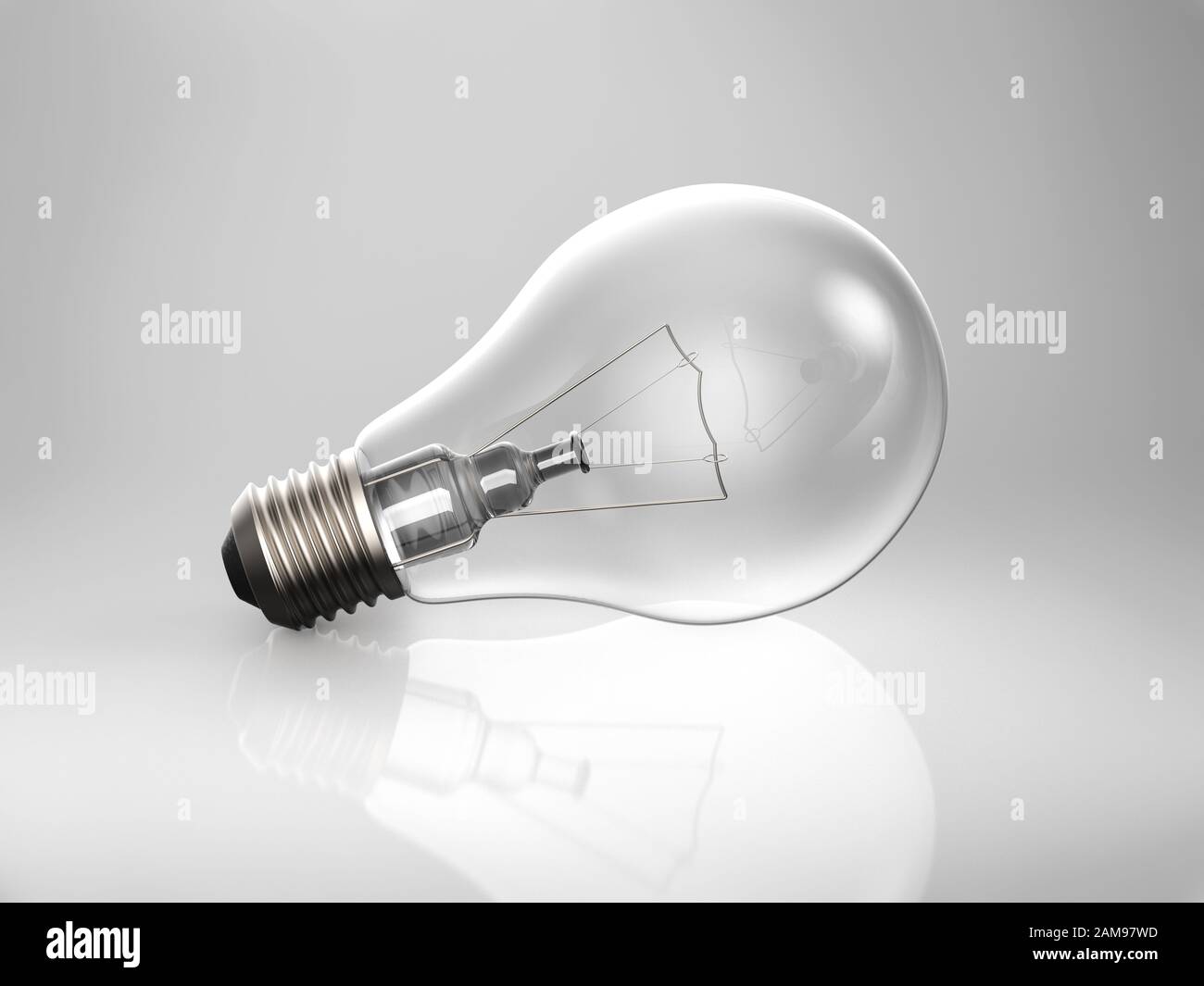 3D-Rendering der Retro-Lampe auf glänzendem weißem Hintergrund Stockfoto