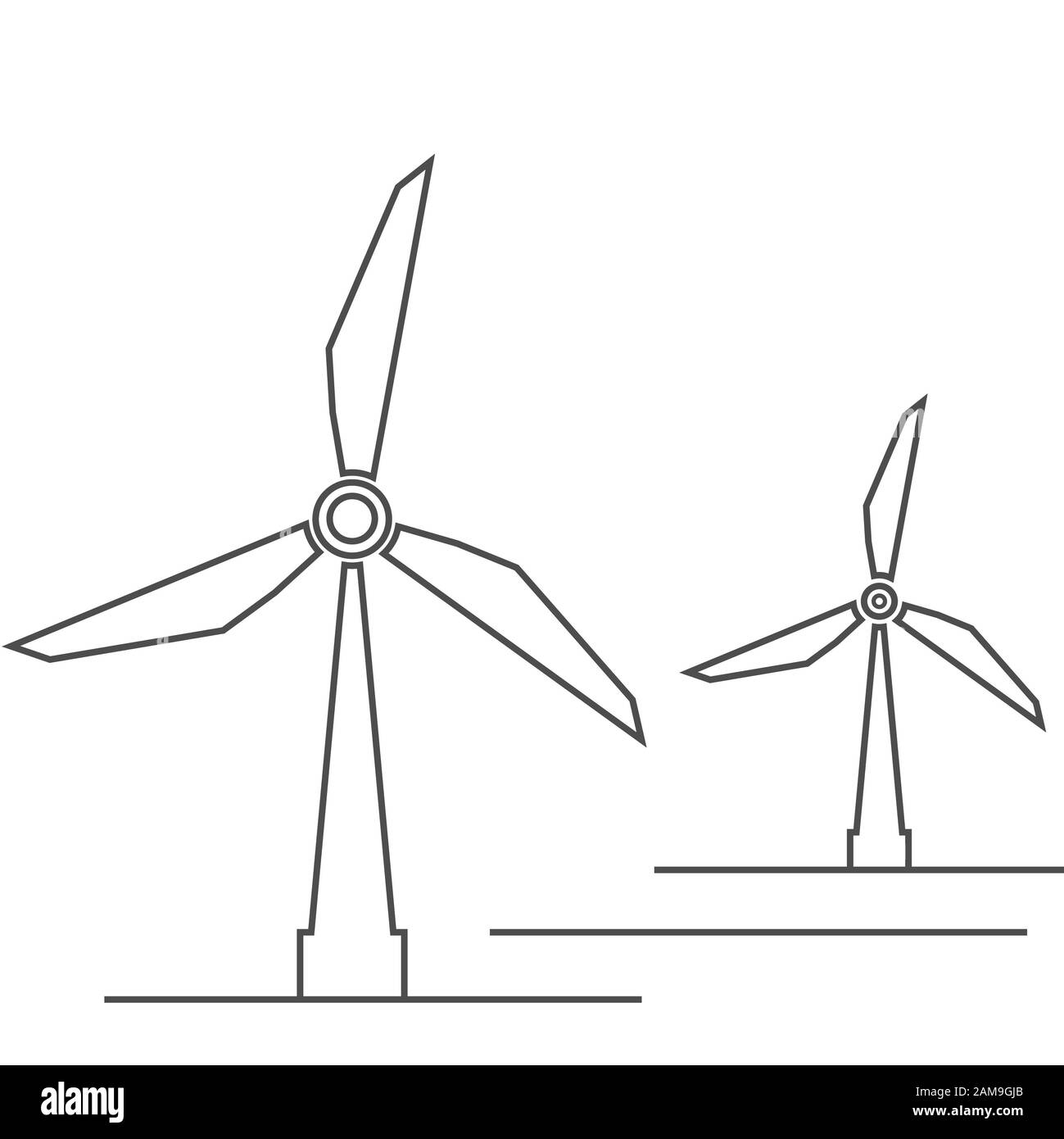 Windmühle oder Mühle Linie Symbol mit Schatten. Illustration Stockfoto