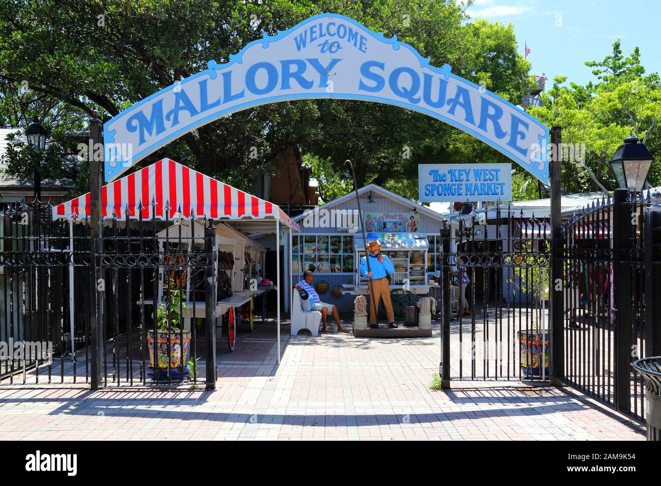Eingang zum Mallory Square Key West am südlichen Ende der Florida keys Stockfoto