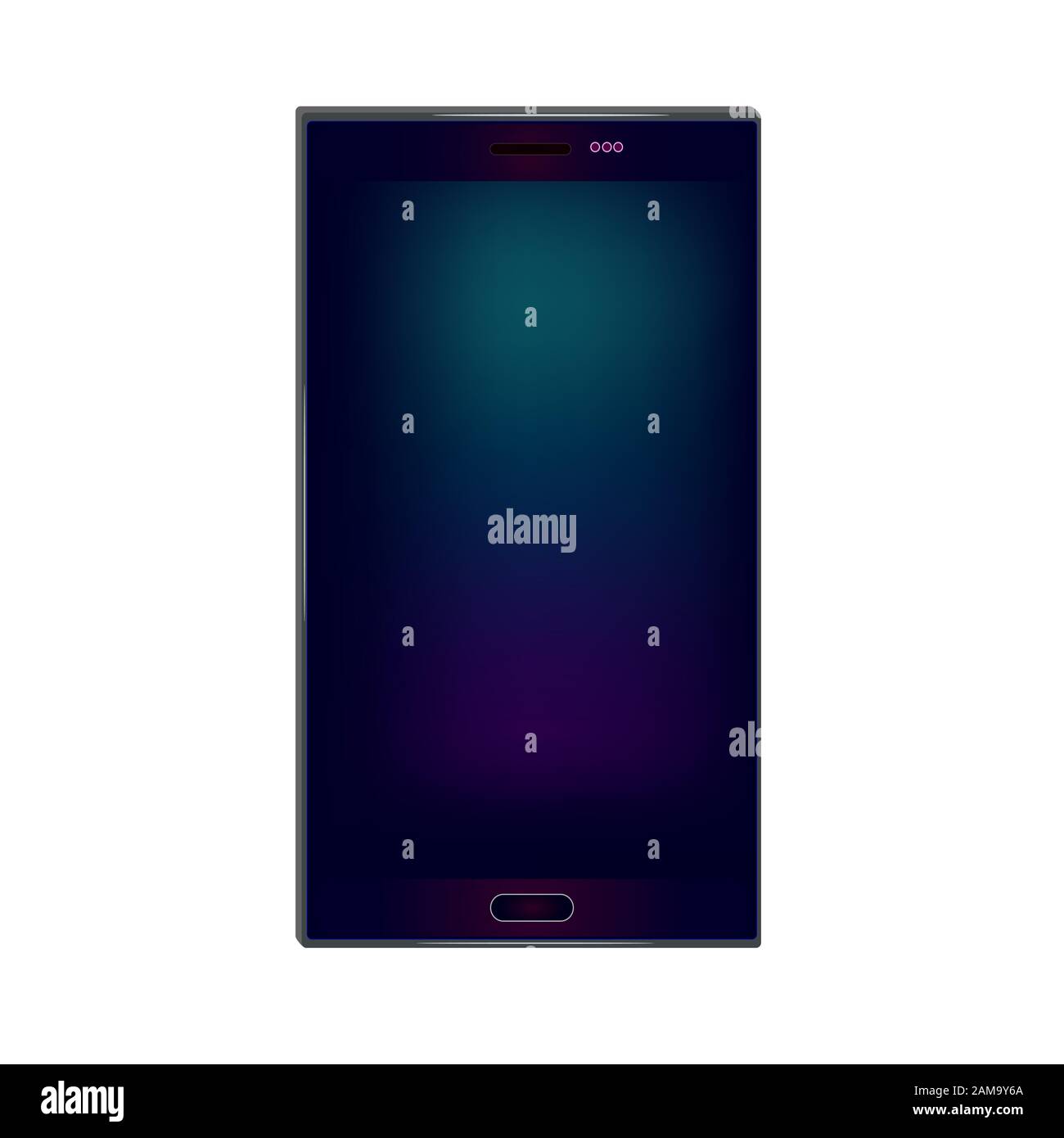 Mobiltelefon isoliert auf weißem Hintergrund. Realistisches Touchscreen-Display des Tablet-Smartphones mit Touchscreen und leerem Display mit dunklem Bildschirm auf der Vorderseite. Bestandsvektor Stock Vektor