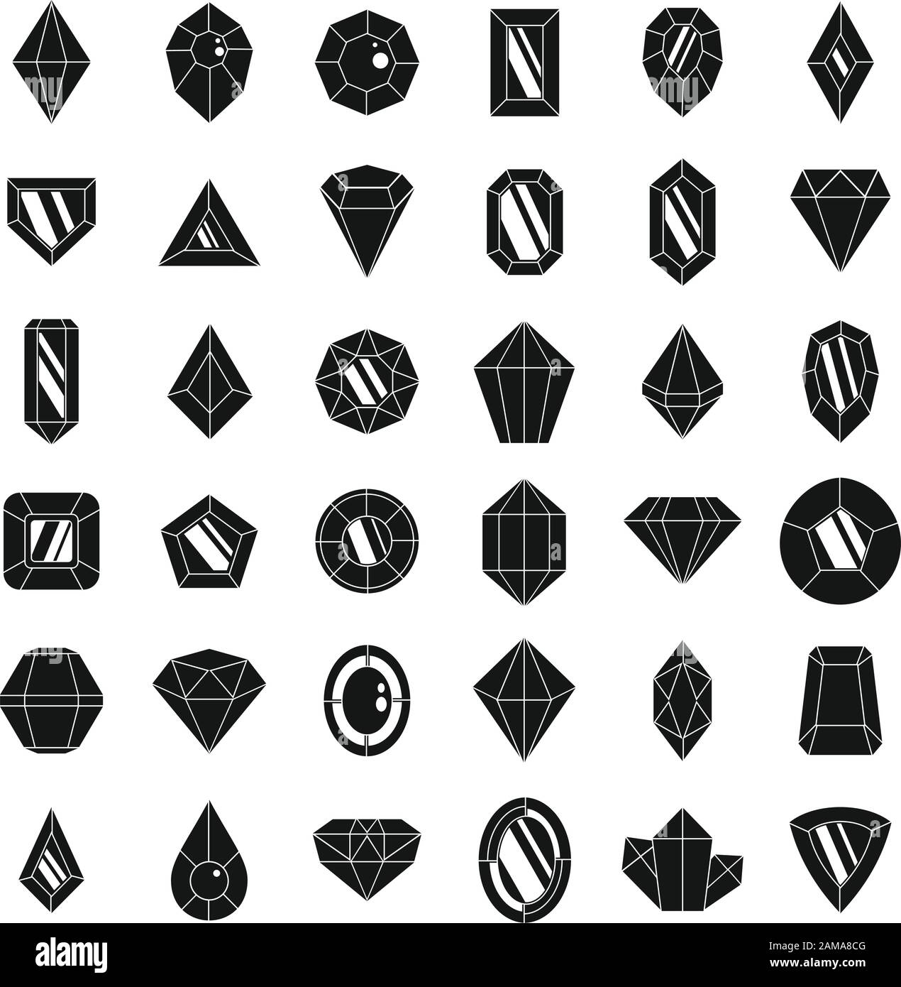 Juwel brillante Symbole gesetzt. Einfaches Set mit brillanten Vektorsymbolen für Webdesign auf weißem Hintergrund Stock Vektor