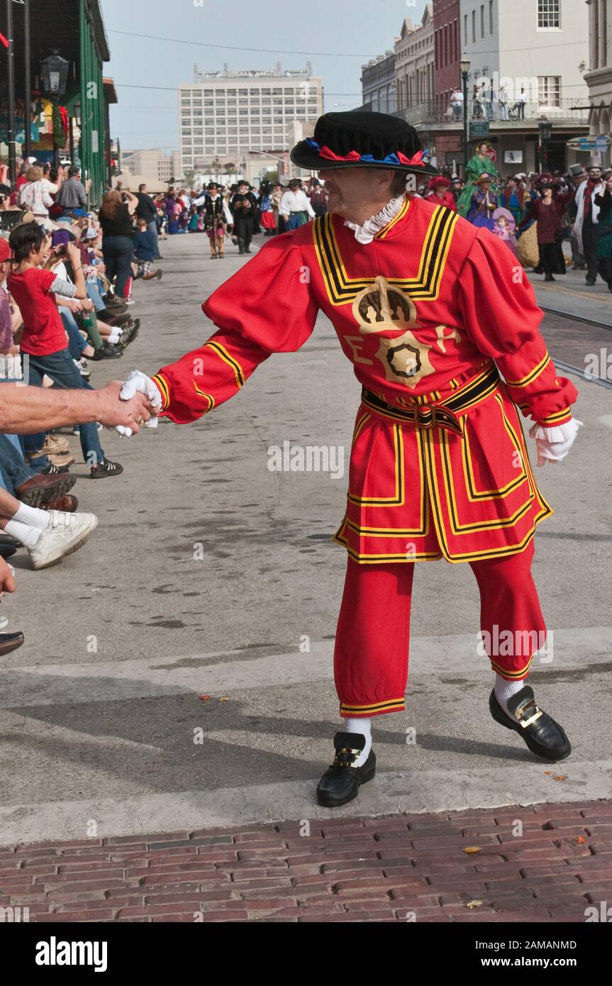 Beefeater bei Dickens on The Strand Parade, The Strand, Galveston, Texas, USA Stockfoto