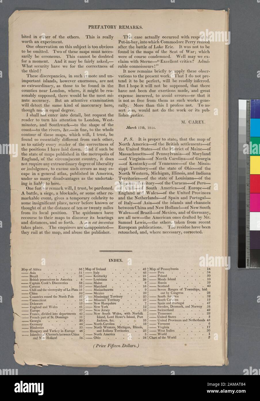 Präfektionsbemerkungen; Index [Überschrift West; 27] Inhalt auf t.p NYPL-Kopie nicht perfekt: 13 Karten wollen. Die Linderung ist auf der Abbildung und durch Hächungen dargestellt. Citation/Reference: Phillips 1372 National Endowment for the Humanities Grant for Access to Early Maps of the Middle Atlantic Seaboard; Prefatory Reminations; Index. Stockfoto