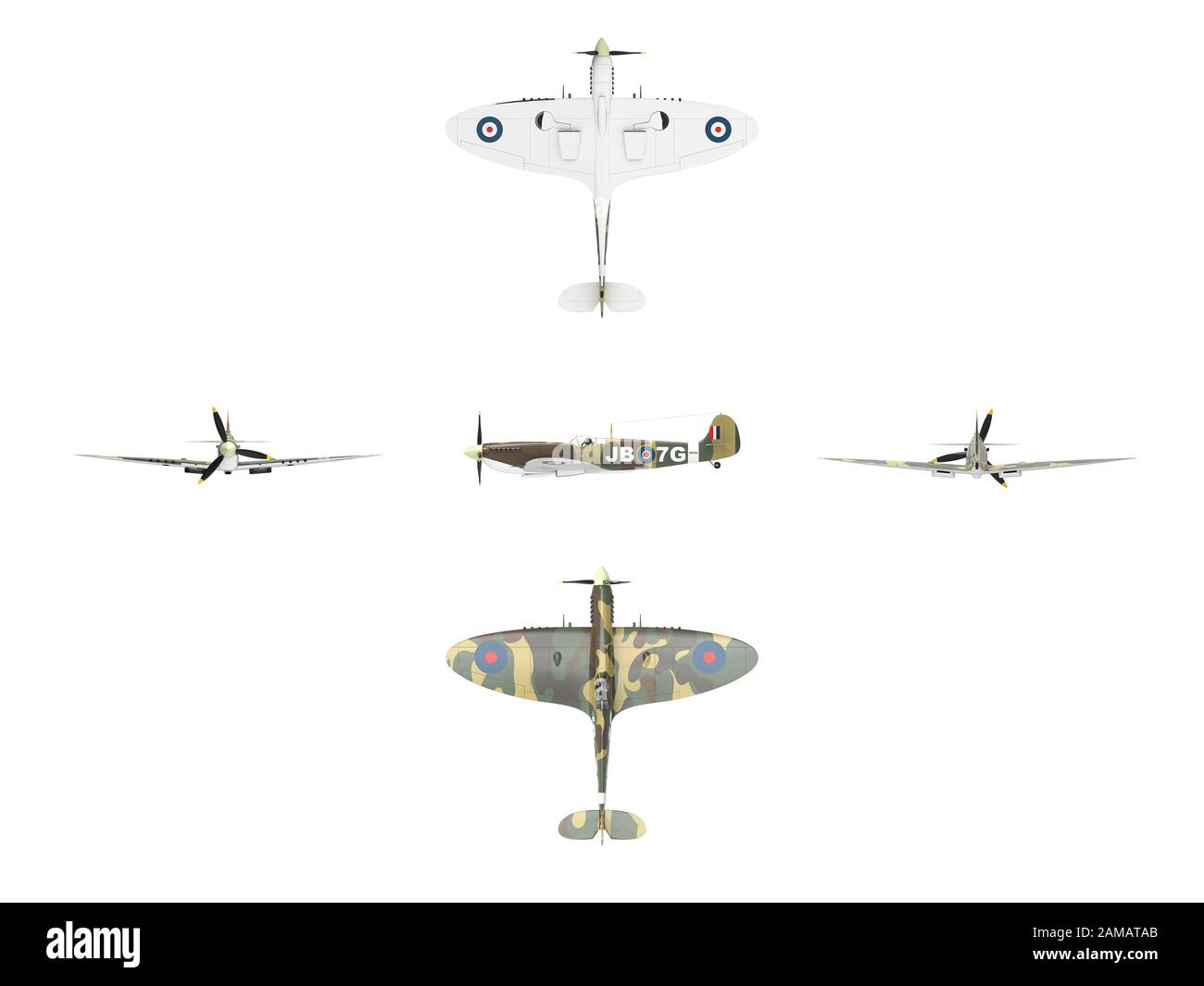 3D-Rendering eines 2-Weltfliegers isoliert auf weißem Hintergrund Stockfoto