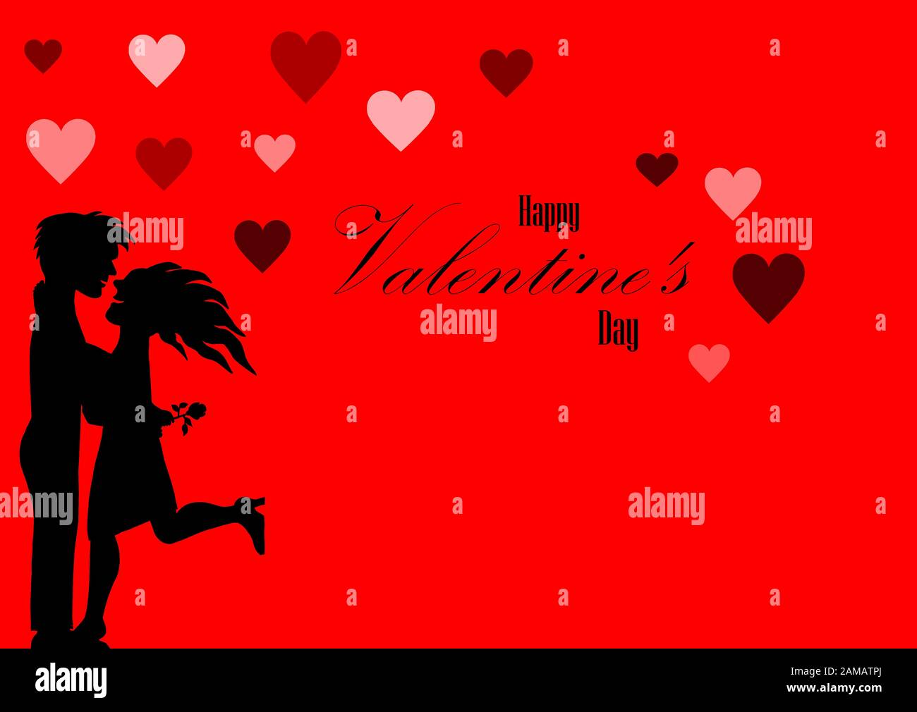 Romantischer Valentinstag Grafik für liebe Grüße Stockfoto