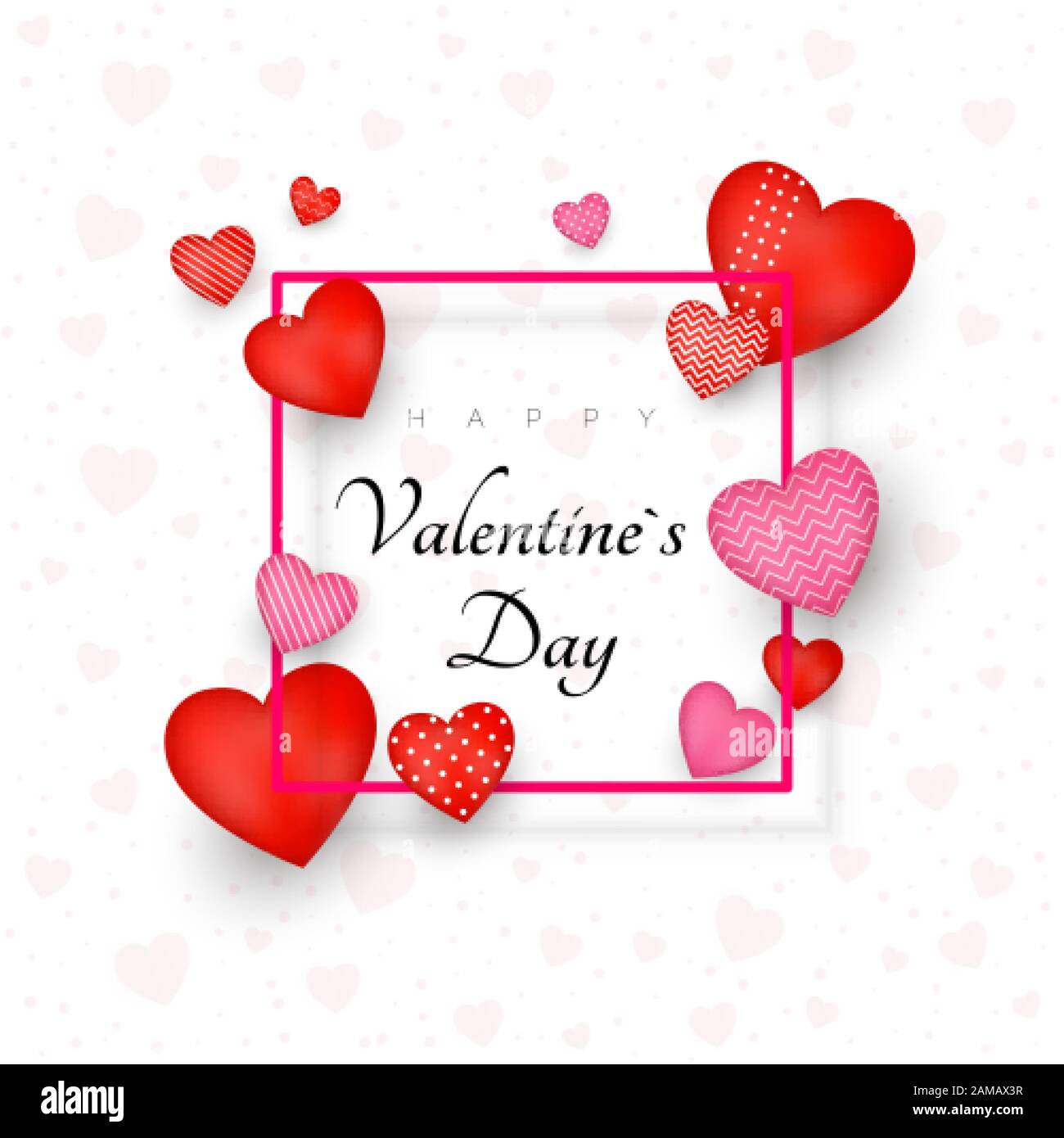 Grußkarte oder Einladungsdesign zum Valentinstag. 14. Februar Tag der Liebe und Romantik. Weihnachtsbanner mit roten Herzen. Sei mein Valentinstag. Vecto Stock Vektor